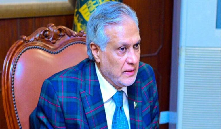 معاون نخست وزیر پاکستان در حال اعلام خبر نشست سازمان همکاری اسلامی