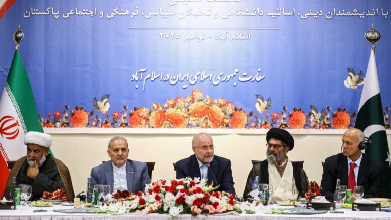 دیدار رئیس مجلس ایران با نخبگان پاکستانی در اسلام‌آباد