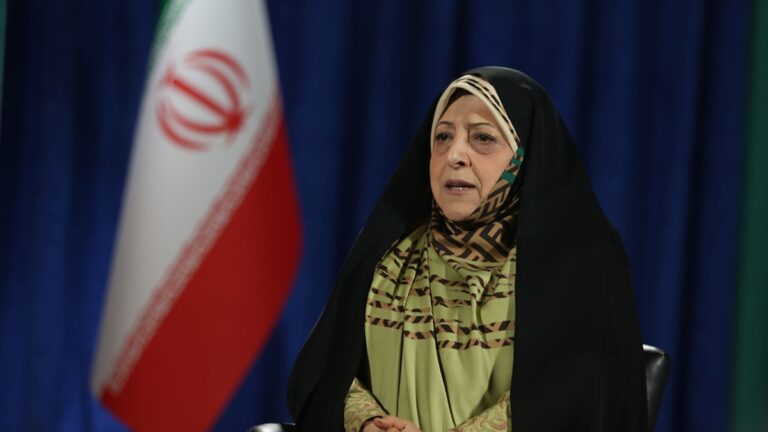 معصومه ابتکار در حال سخنرانی در همایش محیط زیست