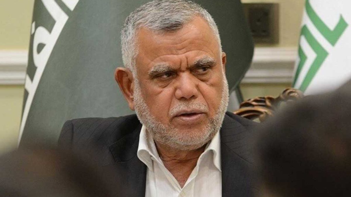 هادی العامری رئیس سازمان بدر عراق در حال سخنرانی درباره تحولات سوریه