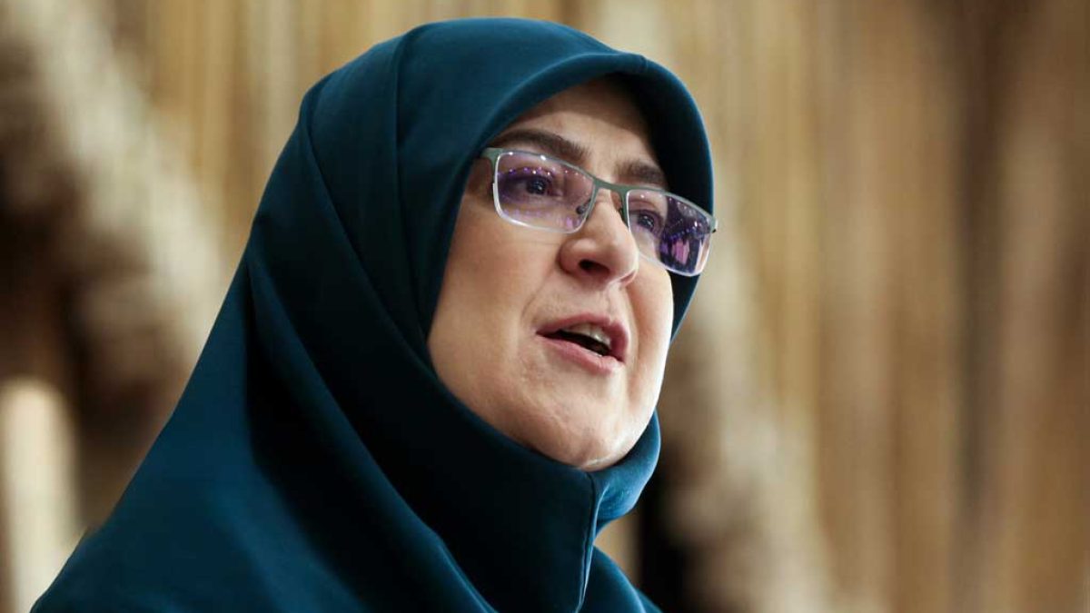 فاطمه مهاجرانی سخنگوی دولت در حال ارائه موضع رسمی ایران درباره مذاکرات