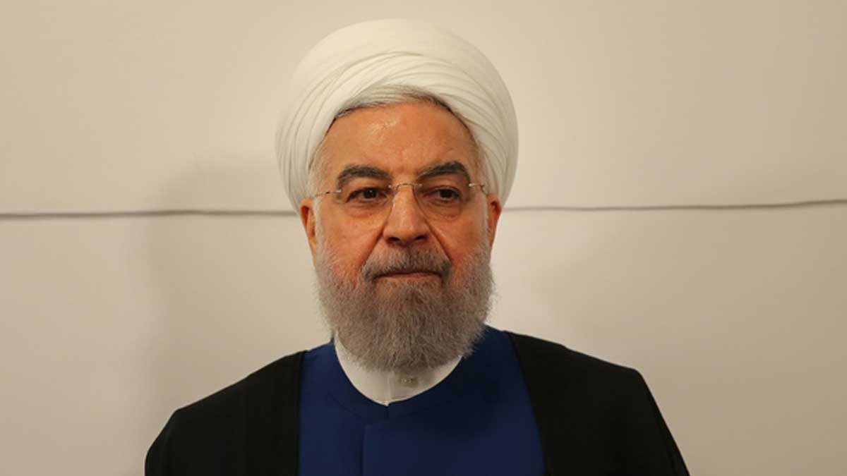 حسن روحانی در حال سخنرانی درباره برجام و مکانیسم اسنپ‌بک 