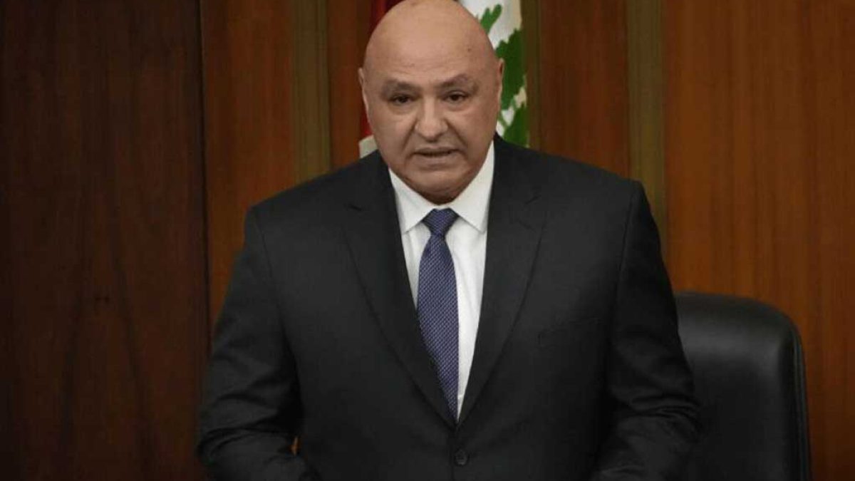 جوزف عون رئیس جمهور لبنان در حال سخنرانی درباره نقض آتش‌بس