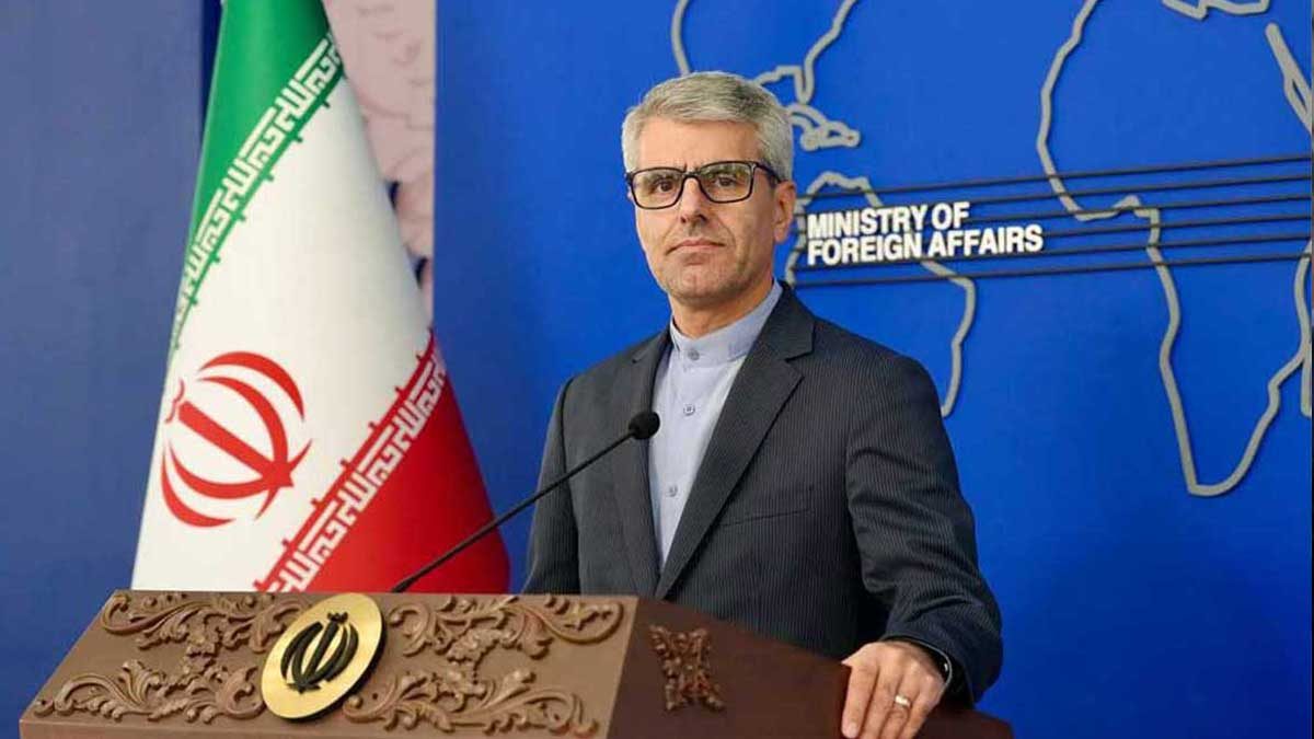 سخنگوی وزارت خارجه ایران در حال سخنرانی
