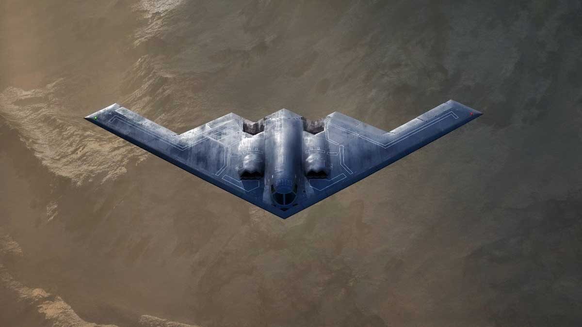 بمب‌افکن راهبردی B-2 آمریکا در حال پرواز